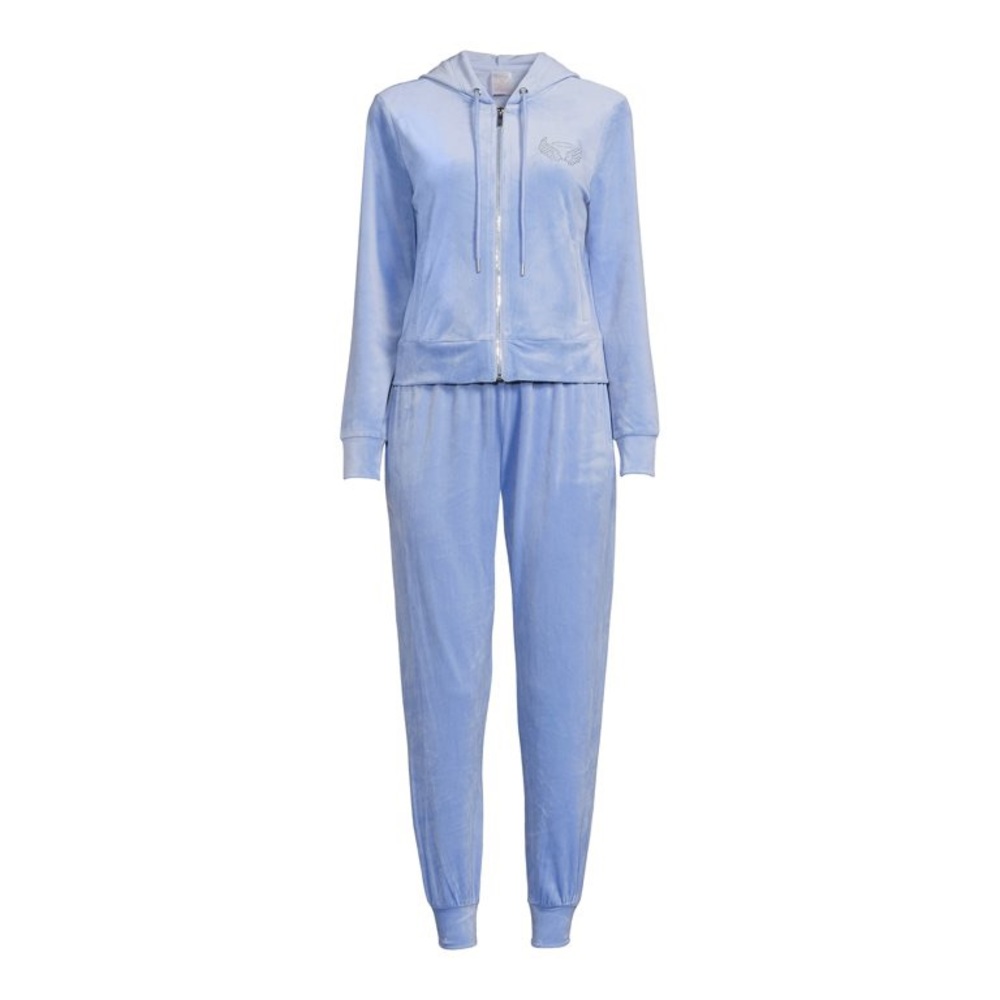 No boundaries blue velvet “angel” track suit